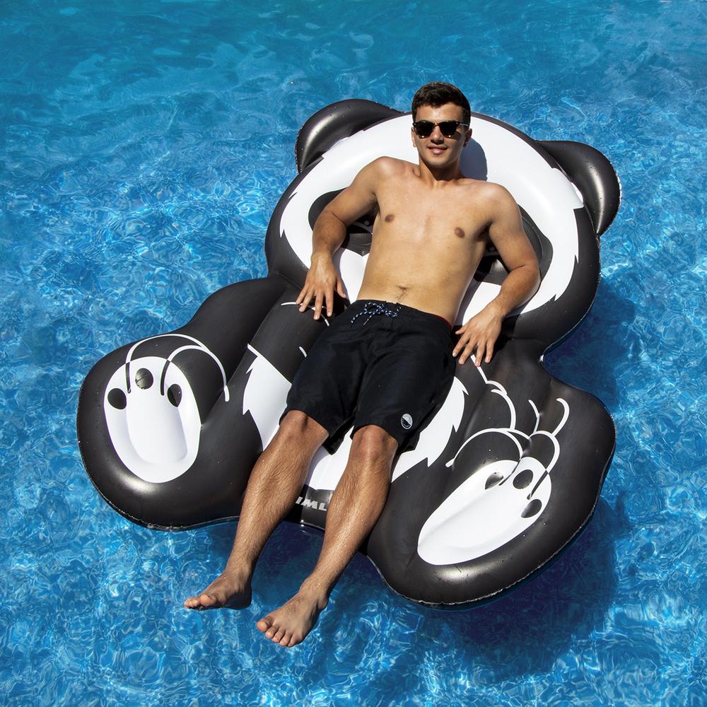 71" Black and White Inflatable Oversized Panda Swimming Pool Float. Picture 3