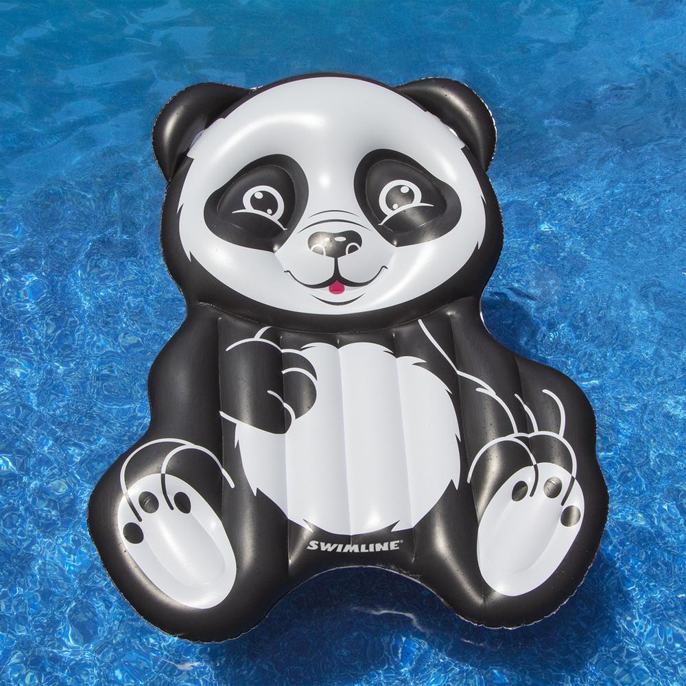71" Black and White Inflatable Oversized Panda Swimming Pool Float. Picture 2
