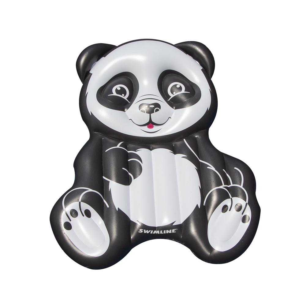 71" Black and White Inflatable Oversized Panda Swimming Pool Float. Picture 1