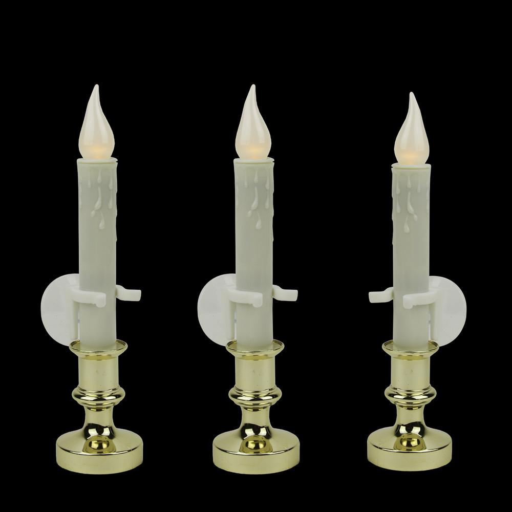 Set of 3 White LED C5 Flickering Window Christmas Candle Lamps with Timer 8.5". Picture 3