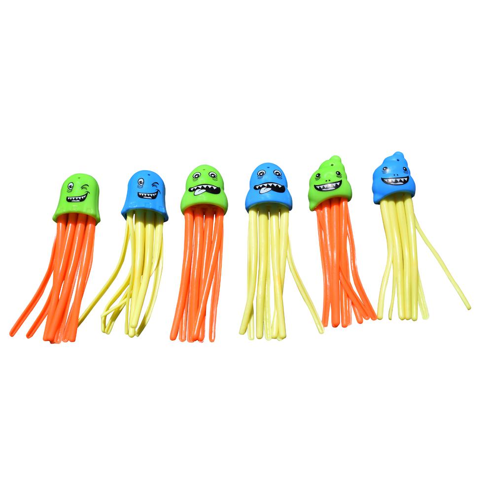 Set of 6 Multicolor Jellyfish Slow Sinking Dive Game - 5". Picture 1