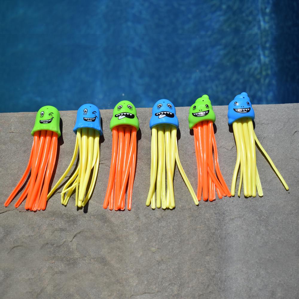 Set of 6 Multicolor Jellyfish Slow Sinking Dive Game - 5". Picture 2