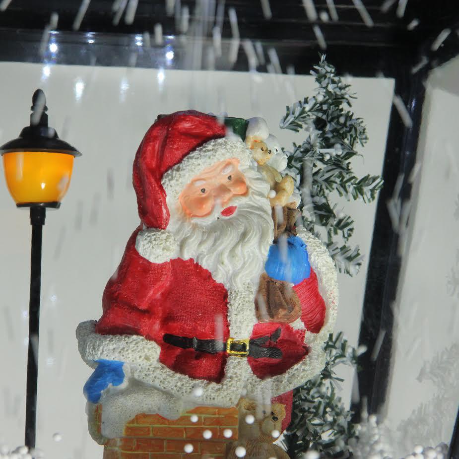 74" Lighted Musical Snowing Santa and Snowman Double Christmas Street Lamp. Picture 3