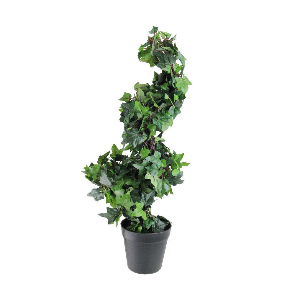 1.8' Green and Black Potted Ivy Spiral Topiary Artificial Christmas Tree - Unlit. Picture 1