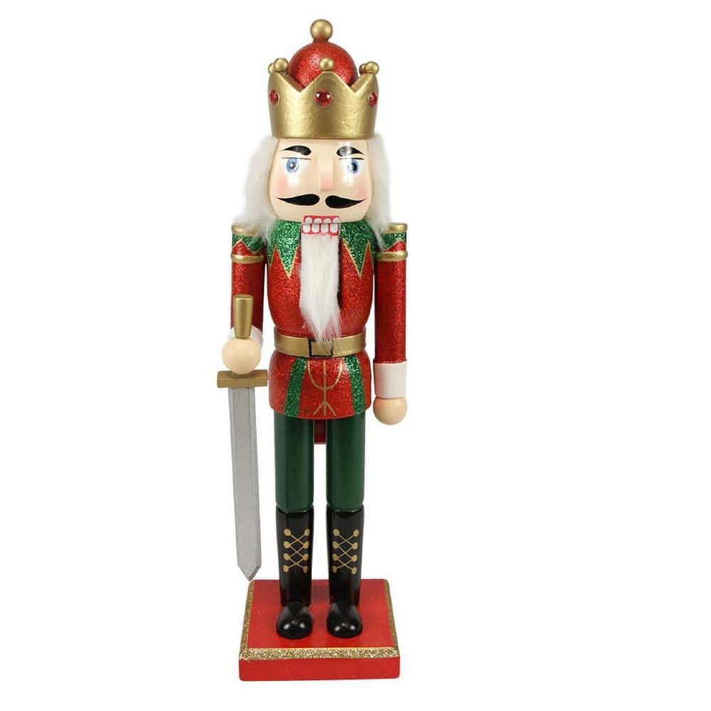 14" Red Glittered Nutcracker King with Sword Christmas Tabletop Figurine. The main picture.