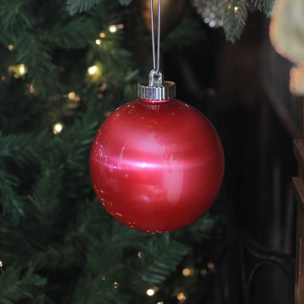 3ct Red LED Lighted Battery Operated Shatterproof Christmas Ball Ornaments 6" (150mm). Picture 2