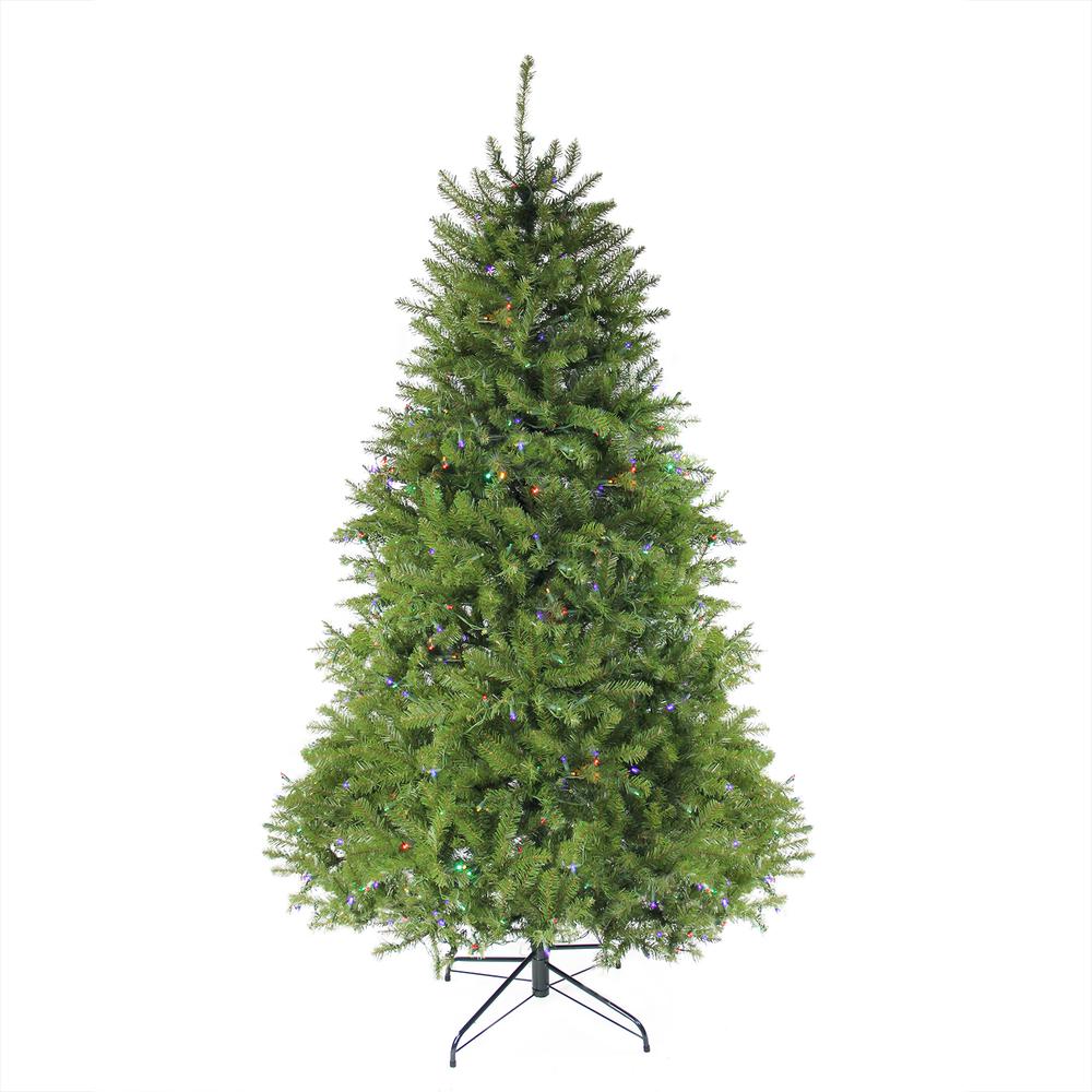 6.5' Pre-Lit Northern Pine Full Artificial Christmas Tree - Multi-color LED Lights. Picture 1
