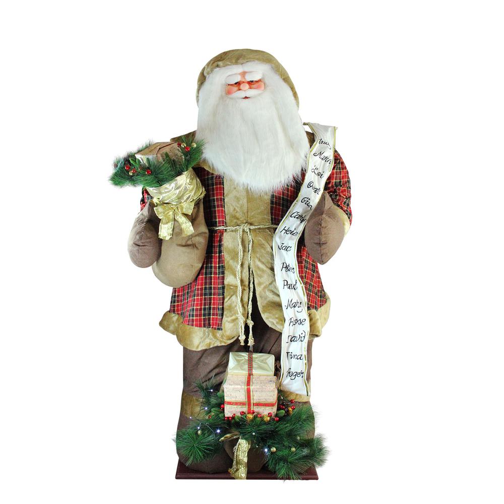 8' Green and Red LED Lighted Inflatable Musical Santa Claus Christmas Figurine with Gift Bag. Picture 1