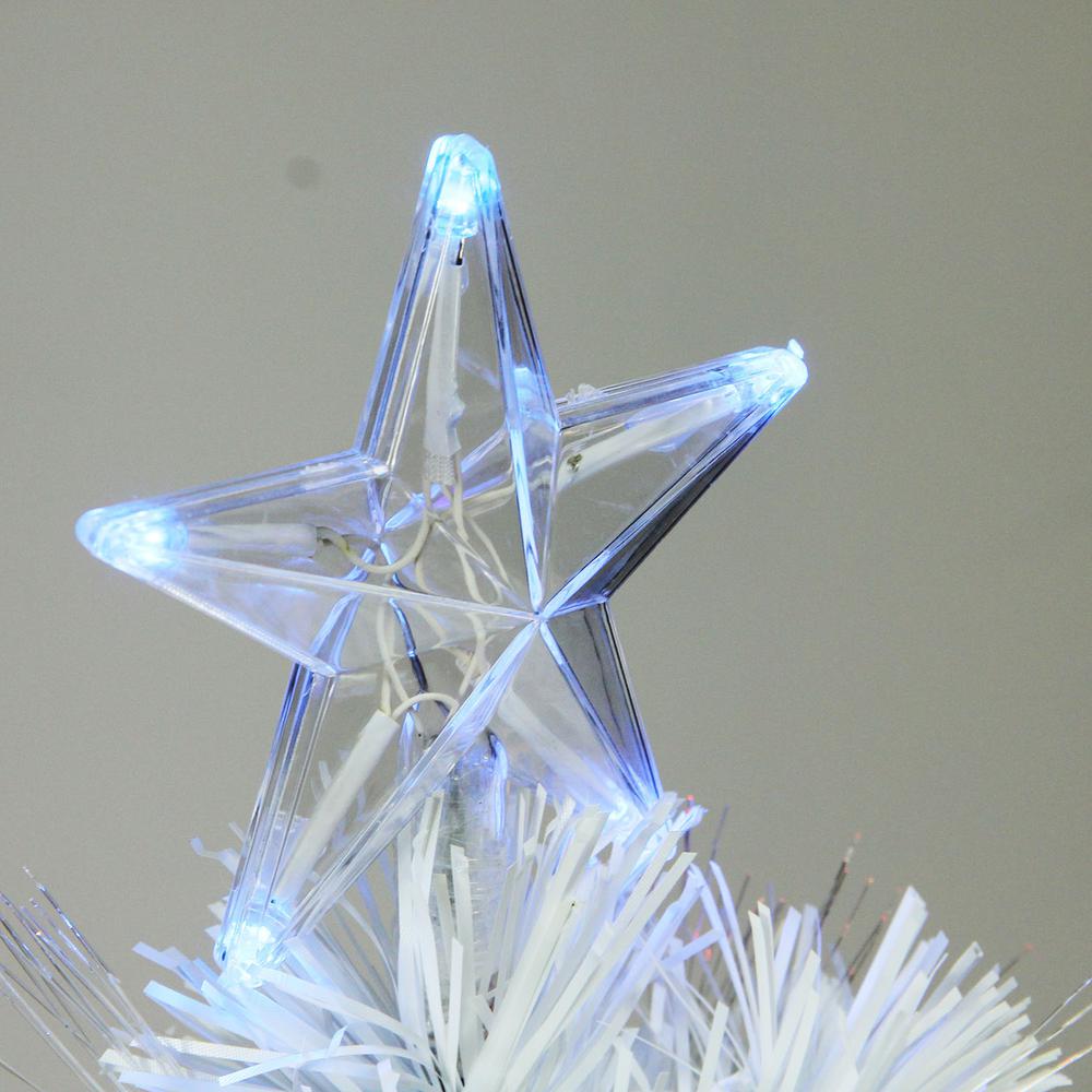 4' Pre-Lit Medium White Iridescent Fiber Optic Artificial Christmas Tree - Blue LED Lights. Picture 2