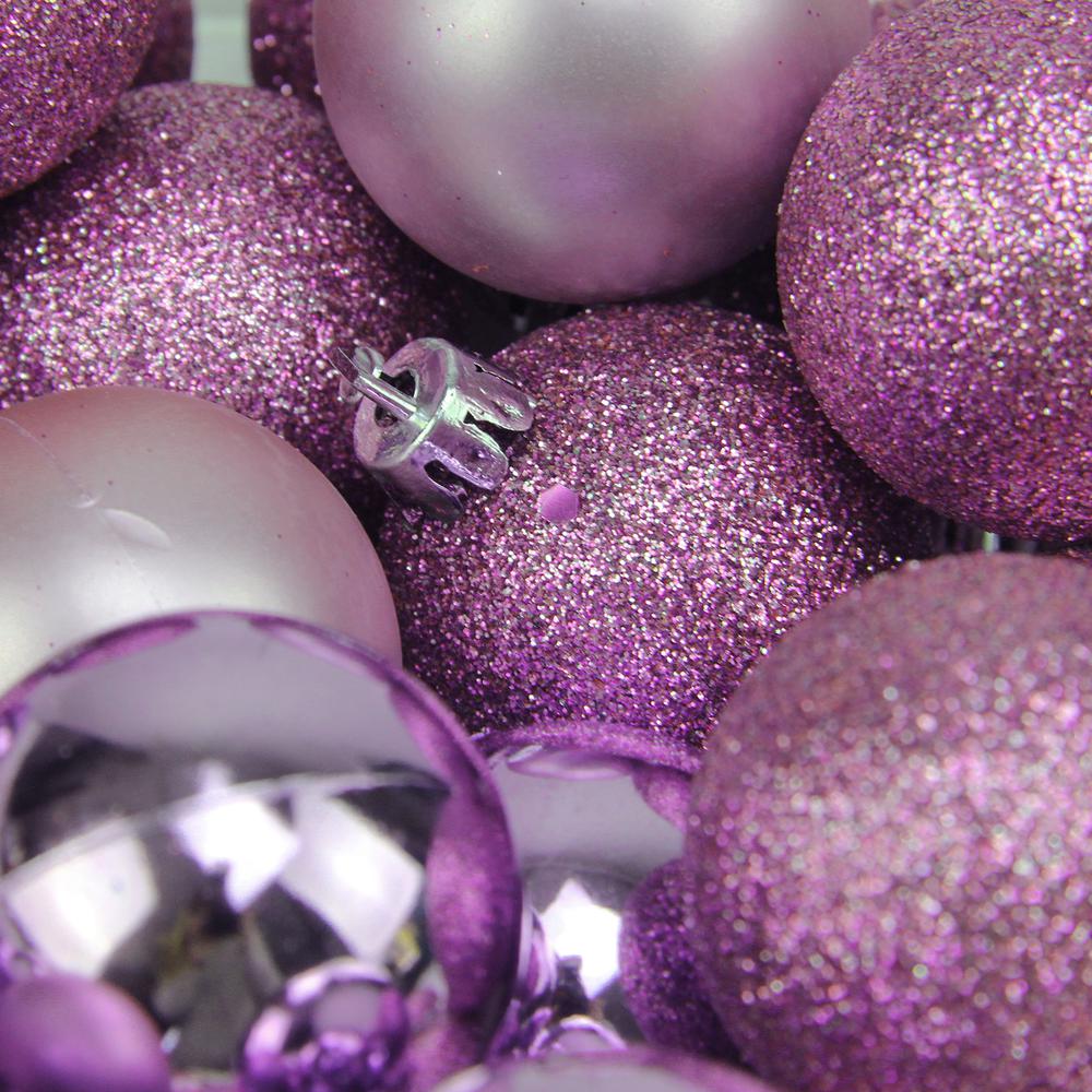 96ct Purple Shatterproof 4-Finish Christmas Ball Ornaments 1.5" (40mm). Picture 2