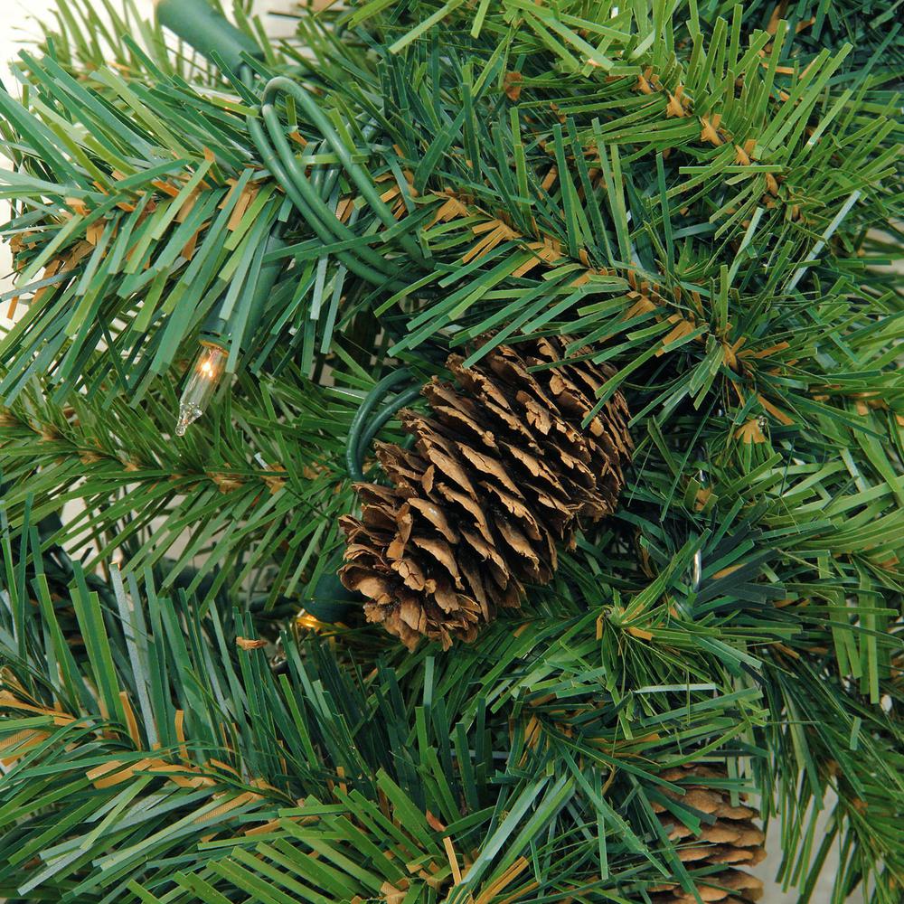 9' x 16" Pre-Lit Dakota Red Pine Artificial Christmas Garland - Warm White LED Lights. Picture 2
