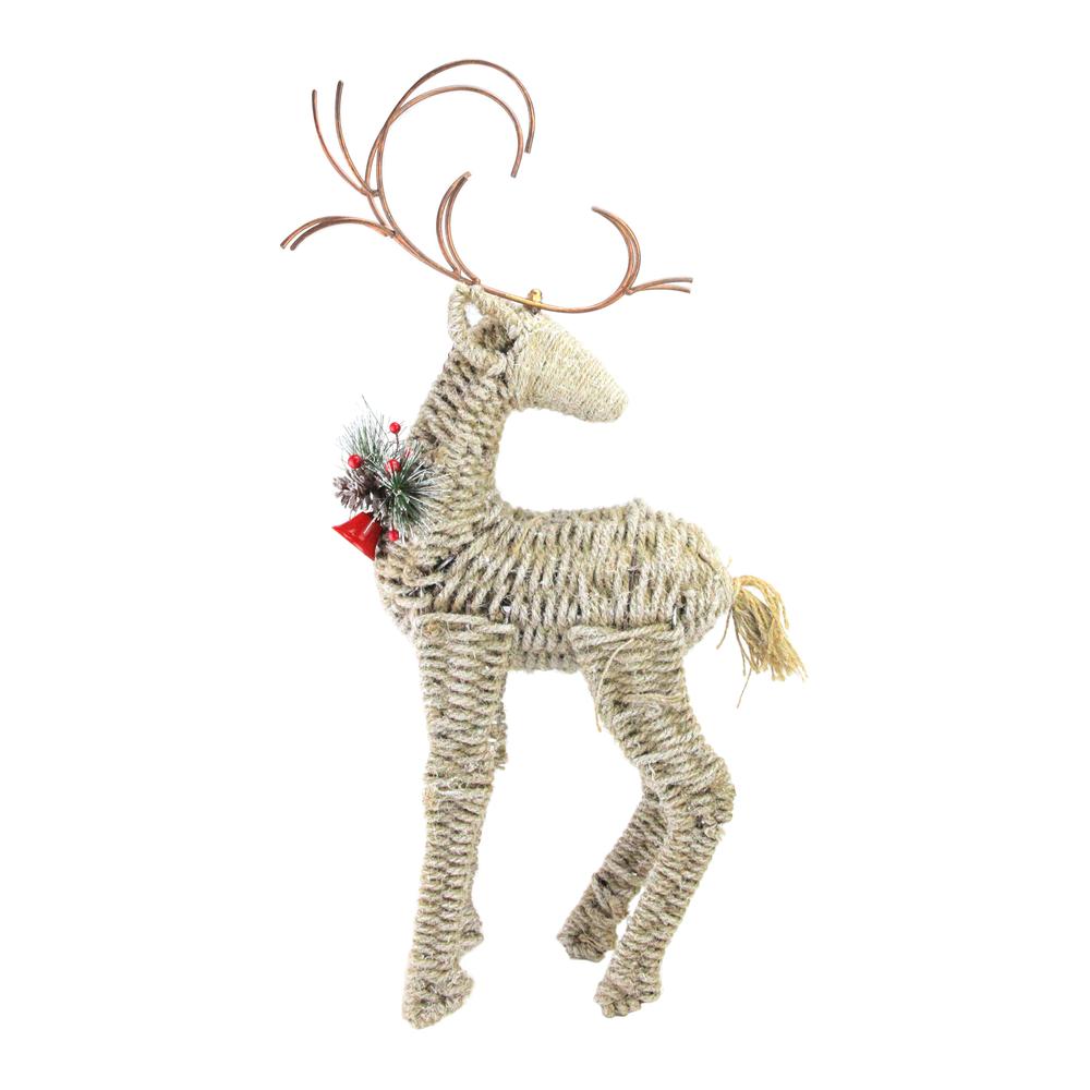 27" Brown and Red Reindeer Facing Backwards Christmas Figurine. The main picture.