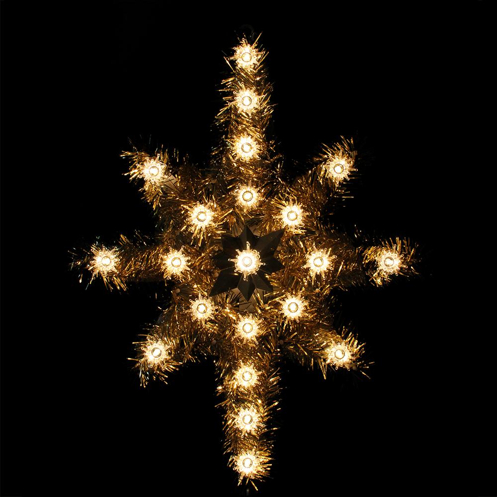 21" Gold Star of Bethlehem Christmas Tree Topper - Clear Lights. Picture 2
