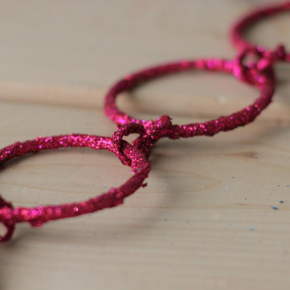 5' x 1.75" Pink Sparkling Glitter Round Circle Chain Artificial Christmas Garland - Unlit. Picture 2