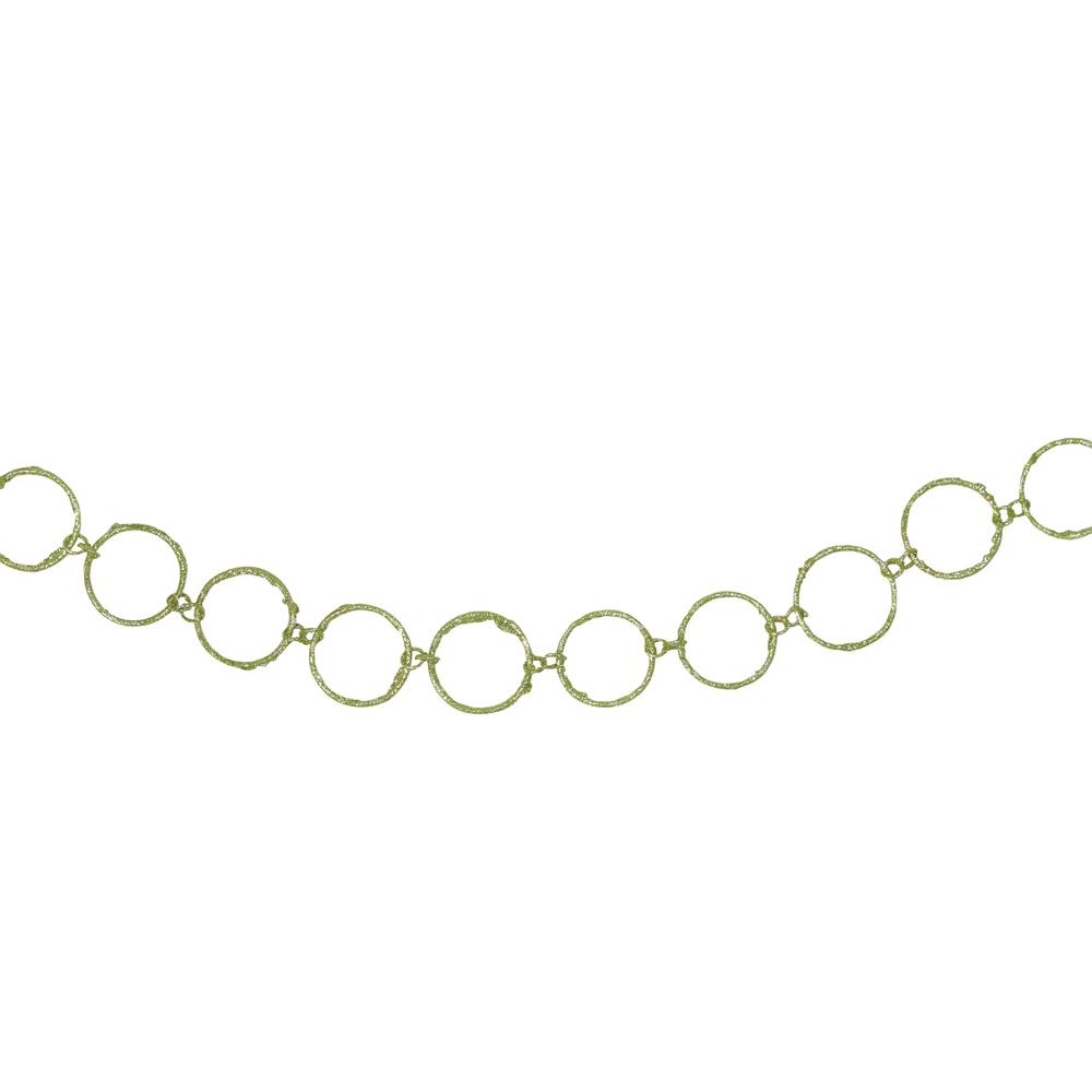 5' x 1.75" Lime Green Glittered Round Ring Chain Artificial Christmas Garland - Unlit. Picture 1