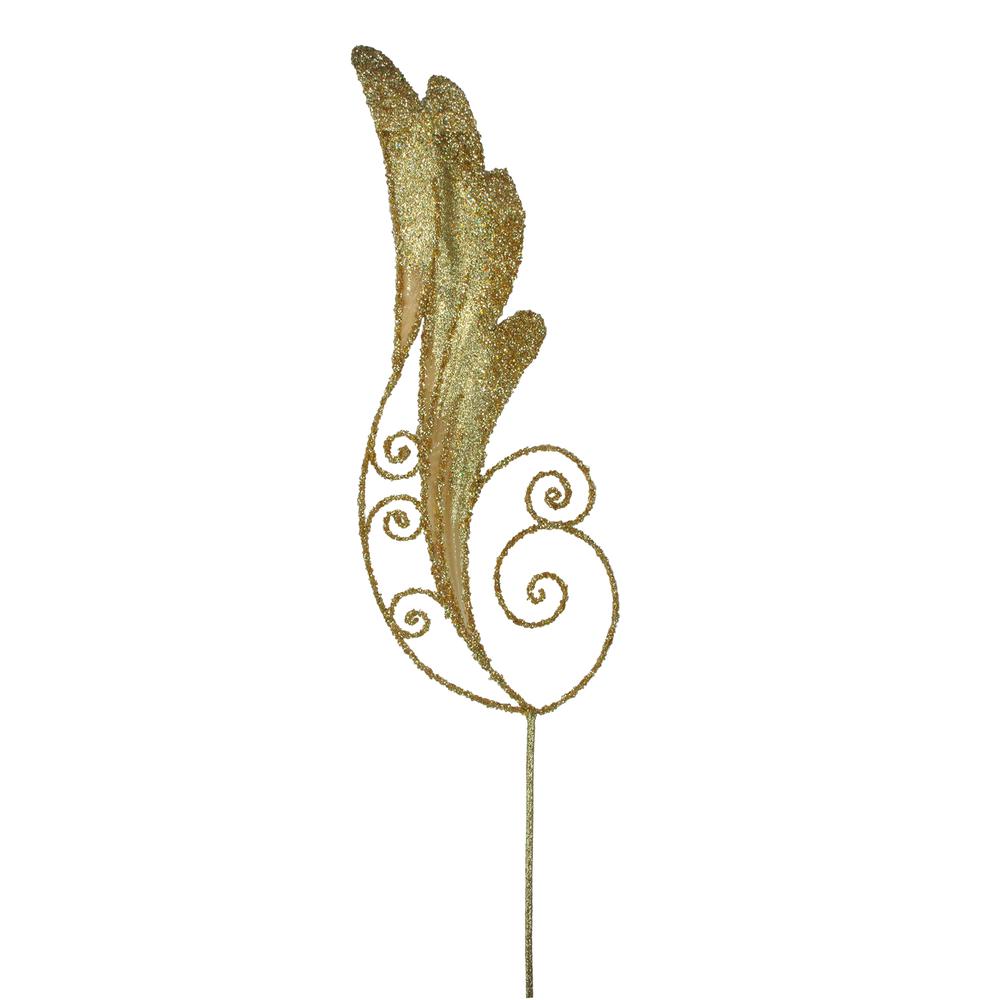 38.5" Gold Iridescent Glitter Angel Wing Artificial Christmas Craft Pick. Picture 1