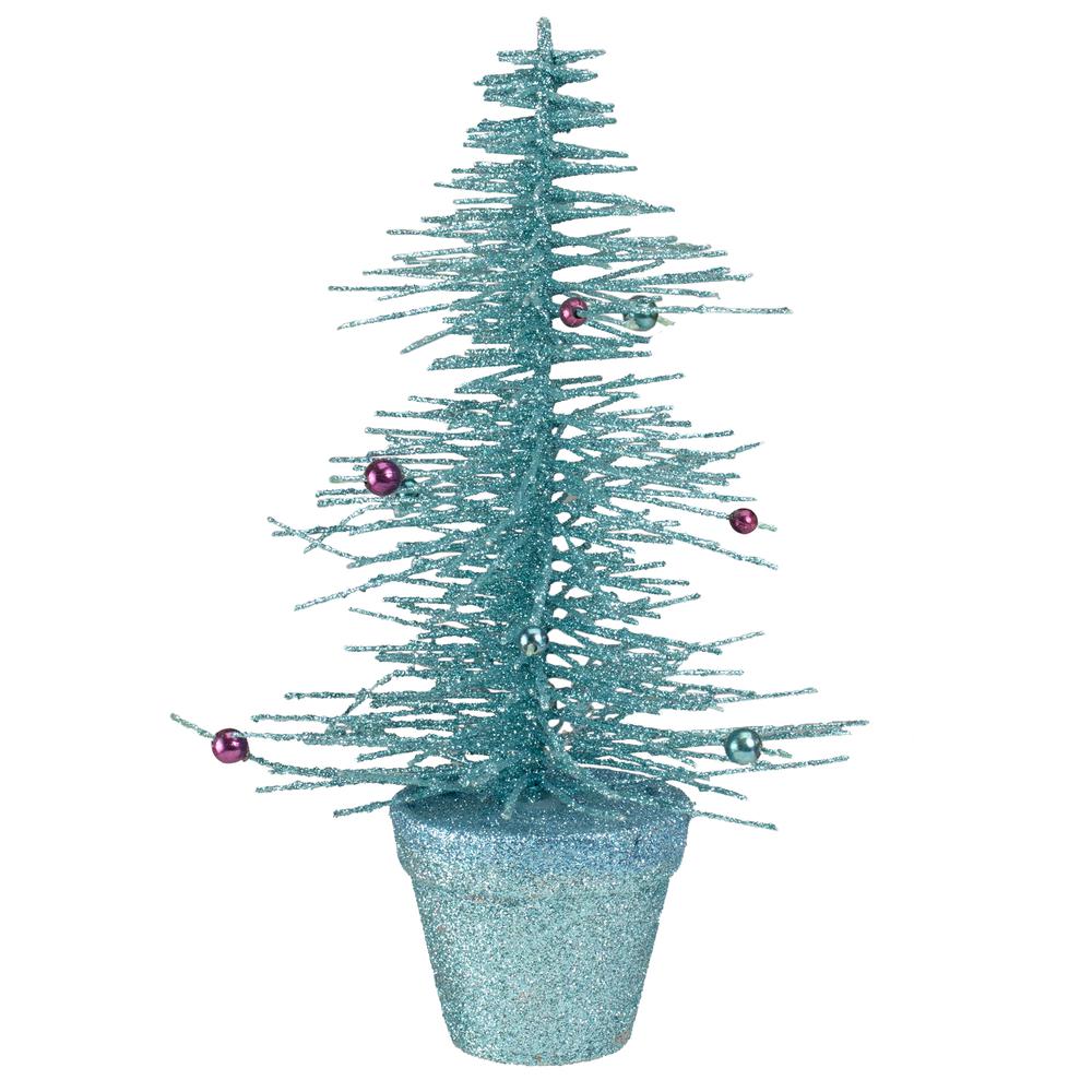 11" Potted Glittered Spike Tabletop Artificial Christmas Tree - Unlit. Picture 1