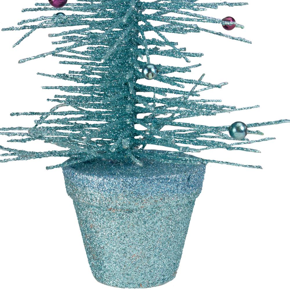 11" Potted Glittered Spike Tabletop Artificial Christmas Tree - Unlit. Picture 4
