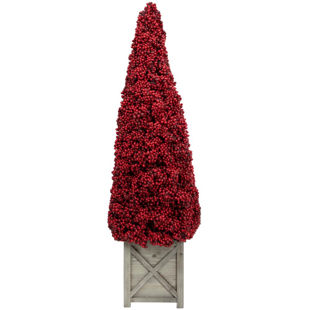 40" Red Berry Cone Potted Christmas Topiary. Picture 1