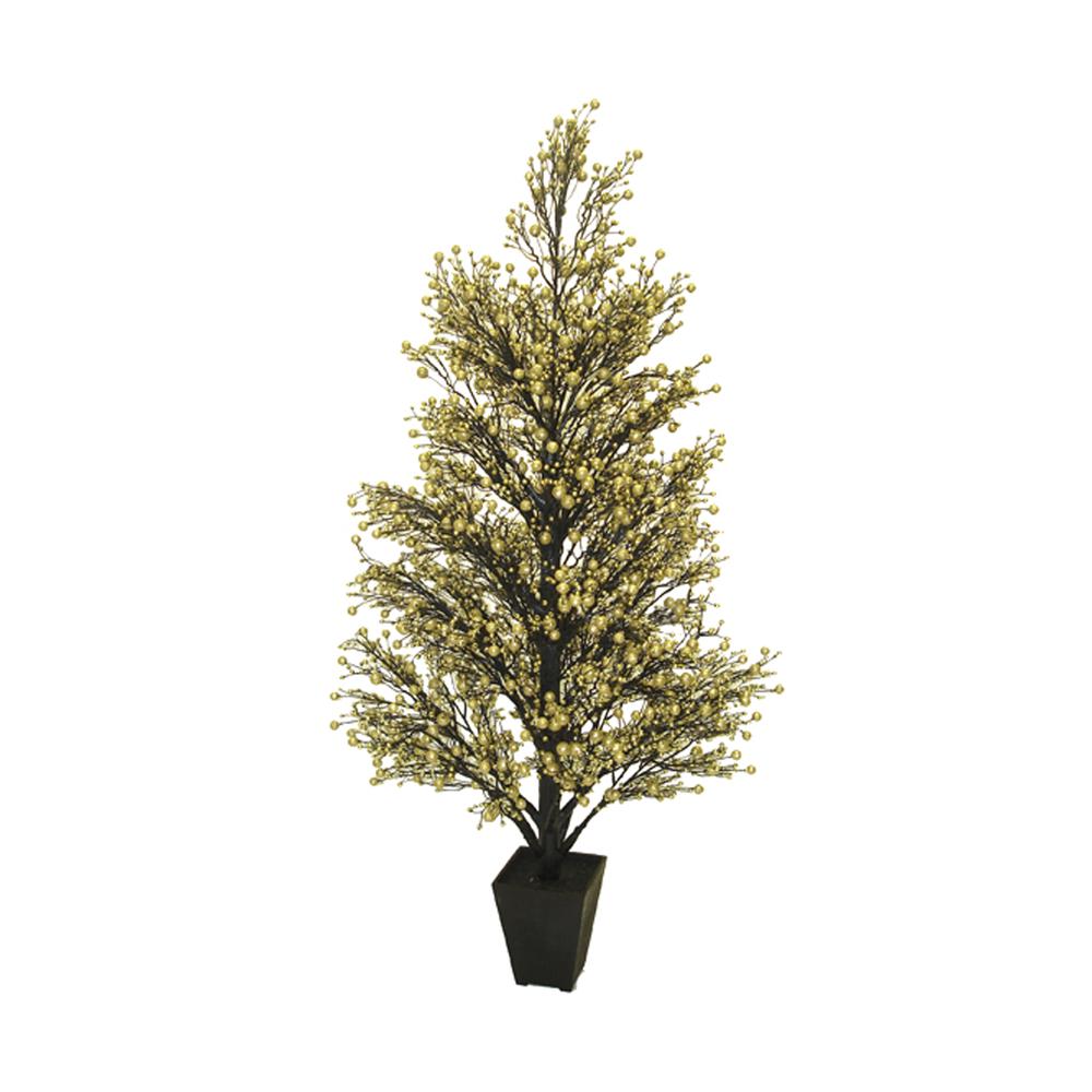 3.6' Potted Twinkle Glittered Berry Slim Artificial Christmas Tree - Unlit. Picture 1