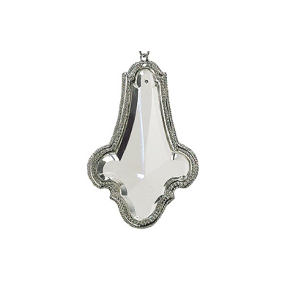 8" Silver and Clear Crystal Pendant Christmas Ornament. Picture 3