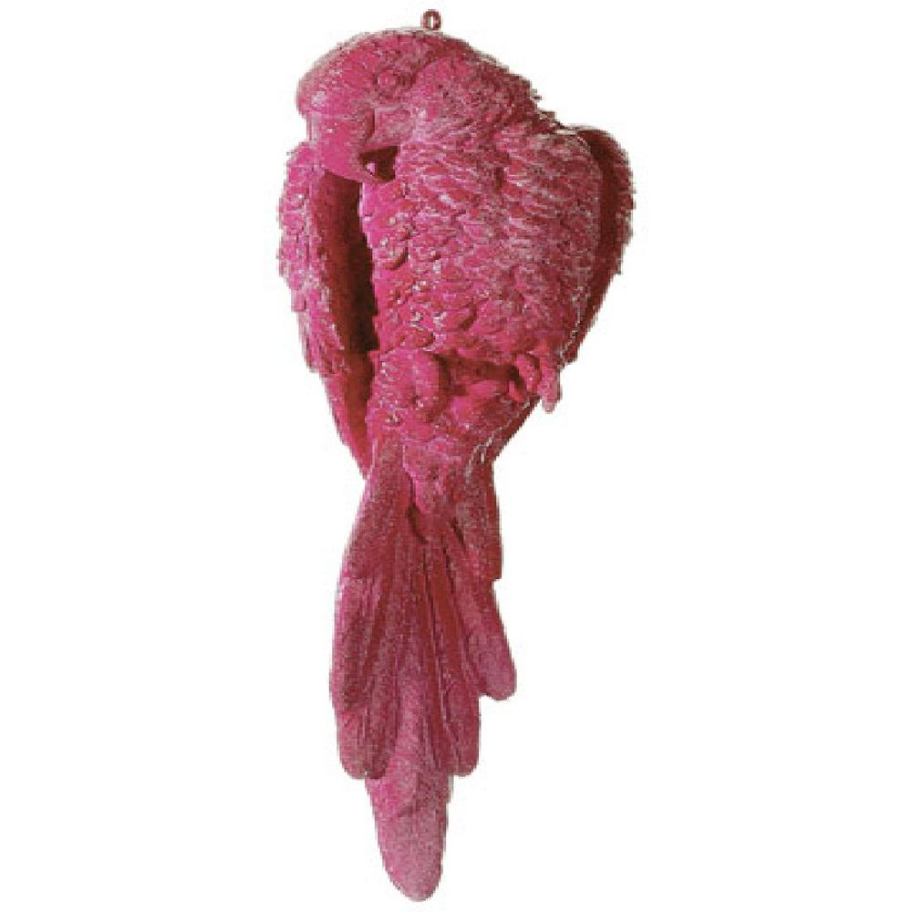 15" Pink Glittered Cockatoo Bird with Closed Feathers Christmas Ornament. Picture 2