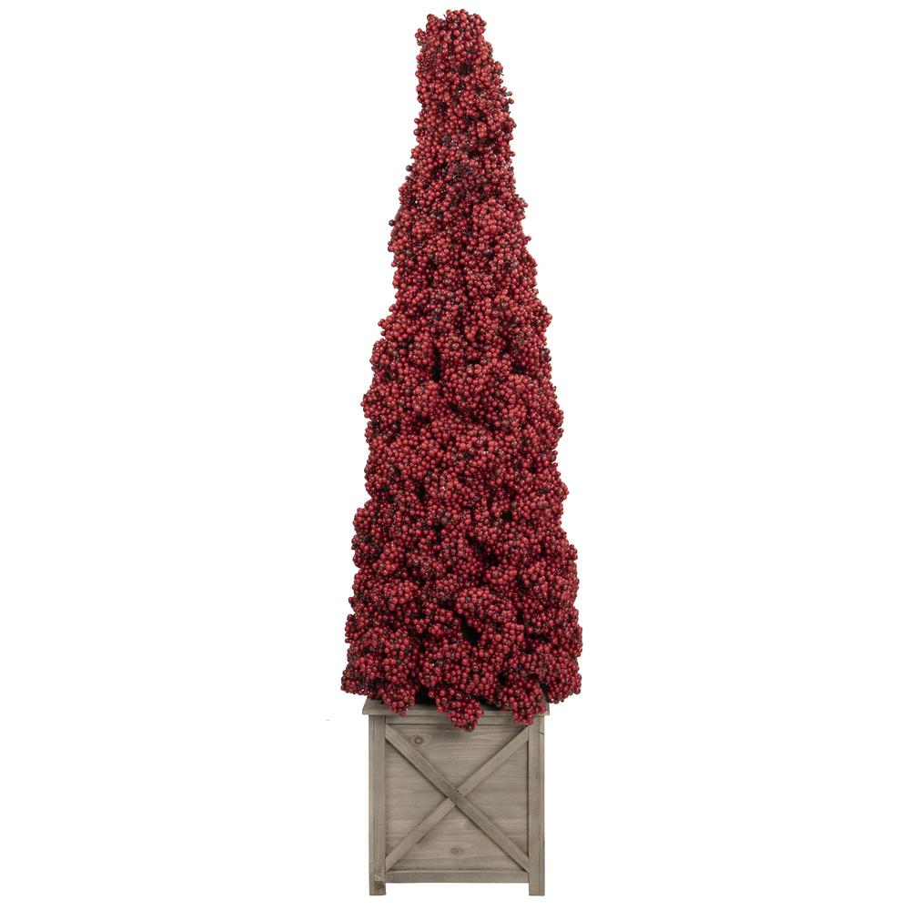 50" Red Berry Cone Potted Christmas Topiary. Picture 1