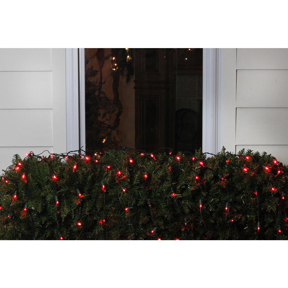 4' x 6' Red LED Wide Angle Net Style Christmas Lights - Green Wire. Picture 2