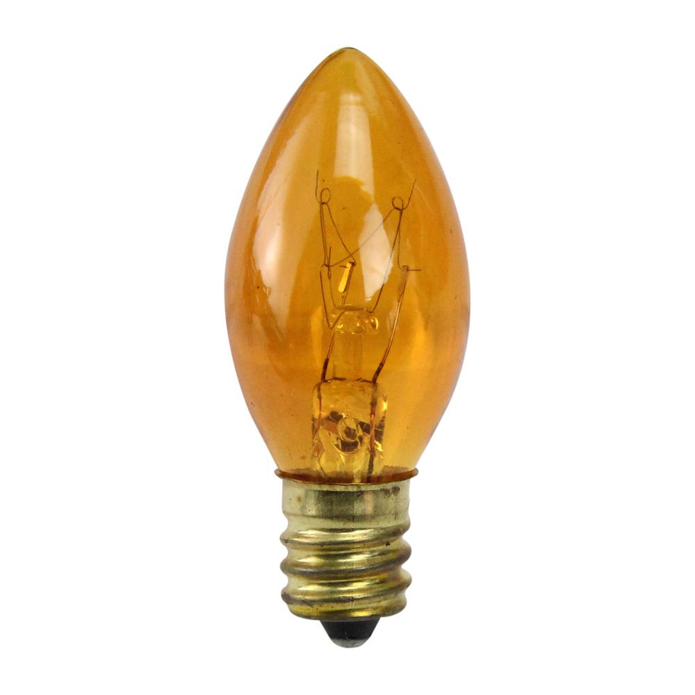 Pack of 25 Transparent C7 Orange Christmas Replacement Bulbs. Picture 1