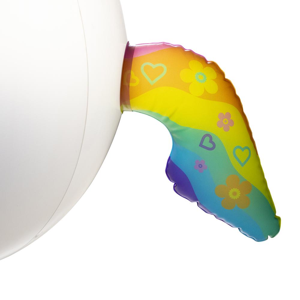 29" Inflatable Rainbow Unicorn Beach Ball with Horn. Picture 3