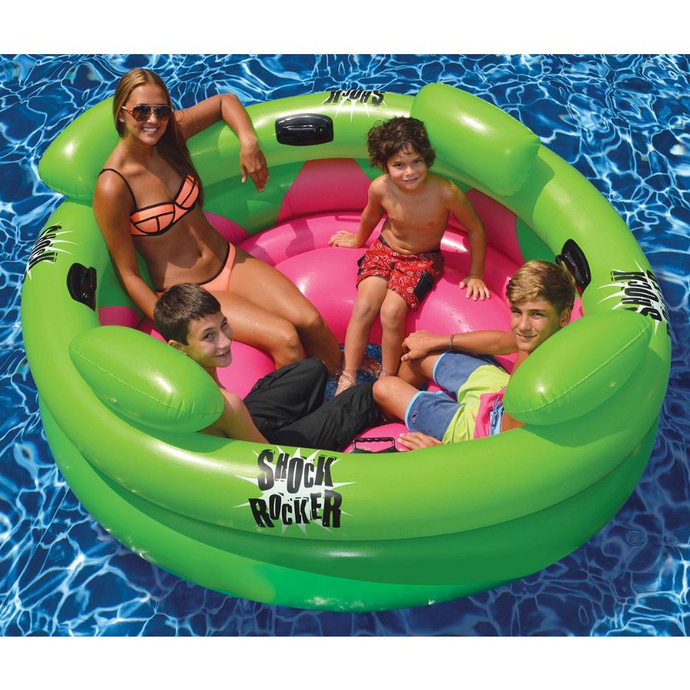75" Bright Green and Pink Inflatable Shock Rocker Swimming Pool Float Toy. Picture 3