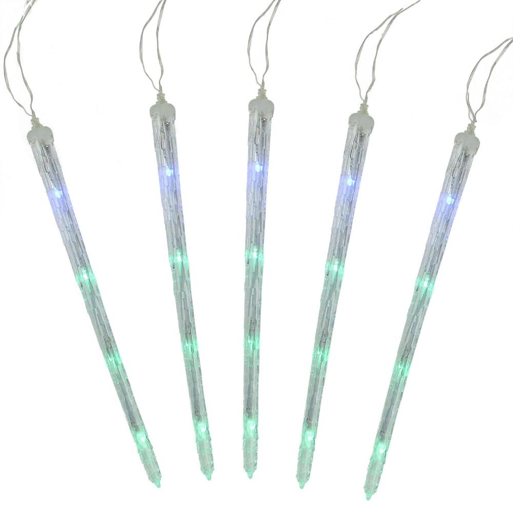 5 Multi Color Dripping Transparent Icicle Christmas Light Tubes - 13 ft Clear Wire. Picture 1