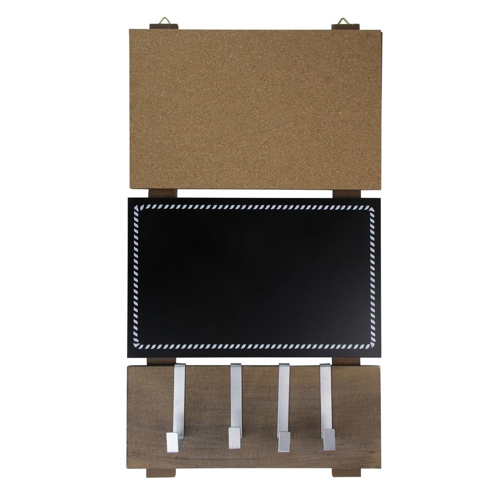 24" Black Hanging Combination Chalkboard  Corkboard  and Hooks. Picture 1