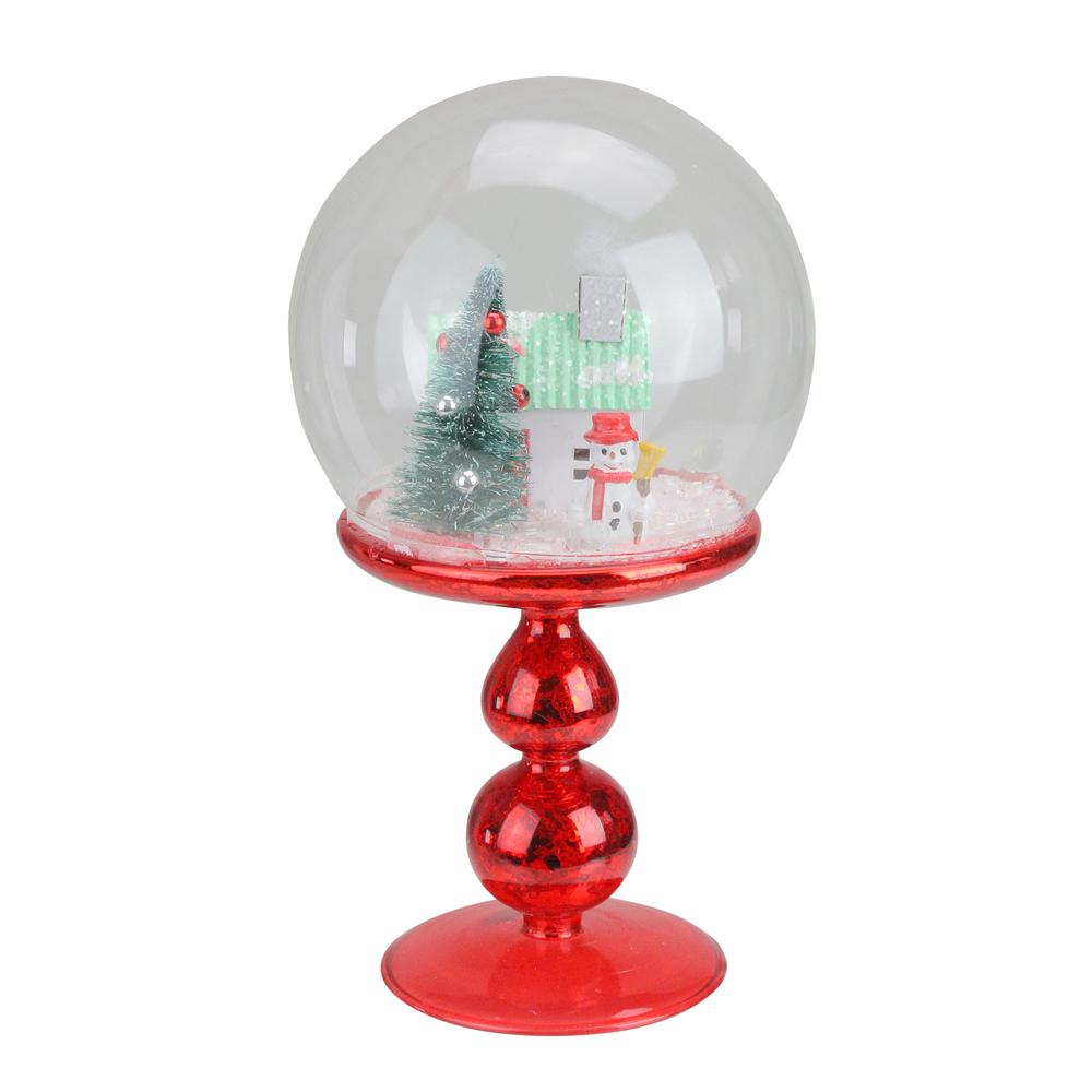 8.75" Red Holiday Scene Pedestal Globe Tabletop Decoration. Picture 1