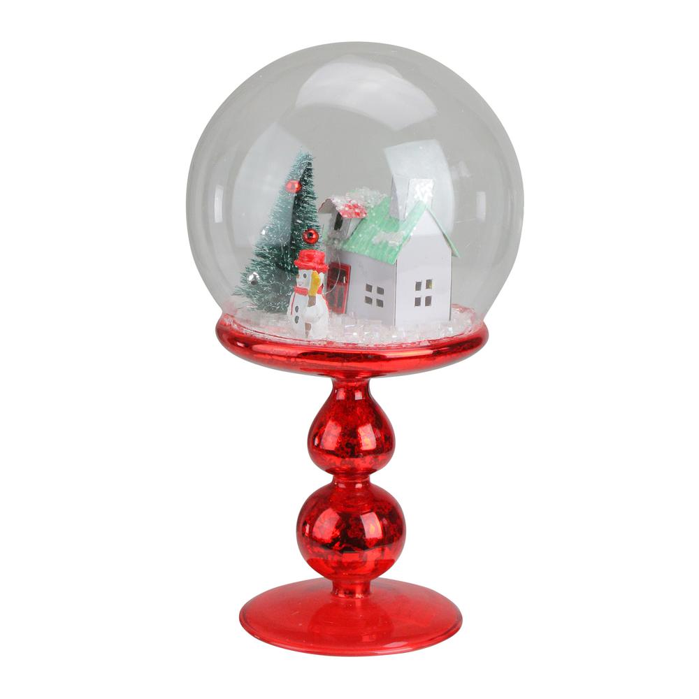8.75" Red Holiday Scene Pedestal Globe Tabletop Decoration. Picture 2