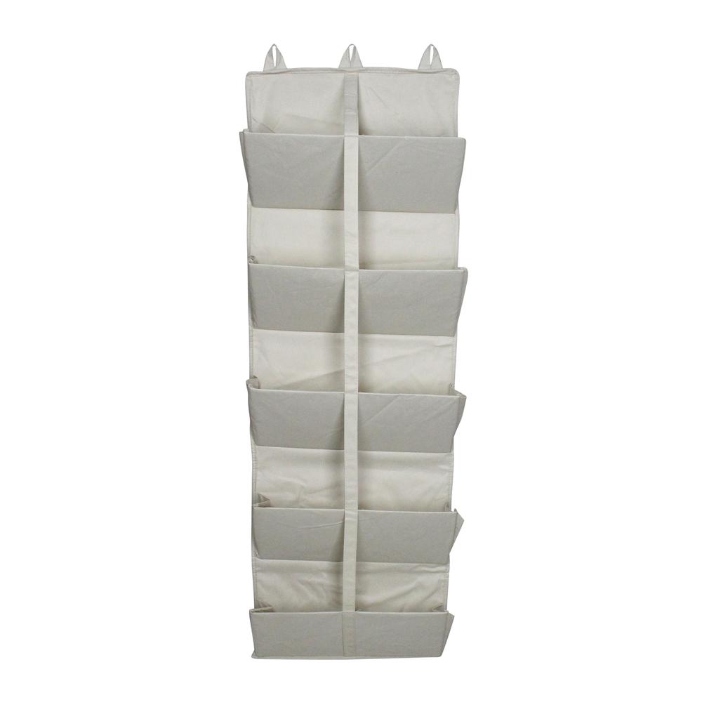 45" 5-Tier Beige Hanging Door Collapsible Organizer with Removable Hooks. Picture 1