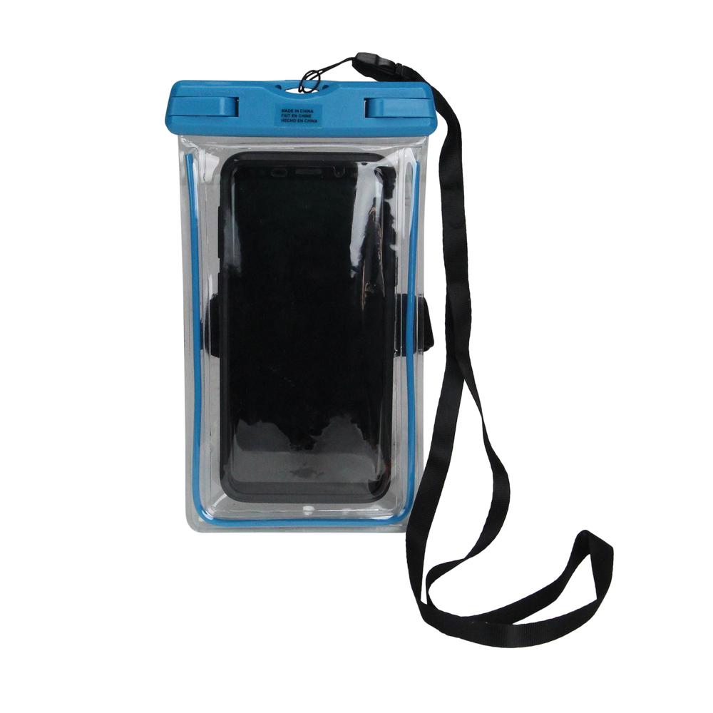 Blue and Clear Waterproof Travel Mobile Phone Case. Picture 1