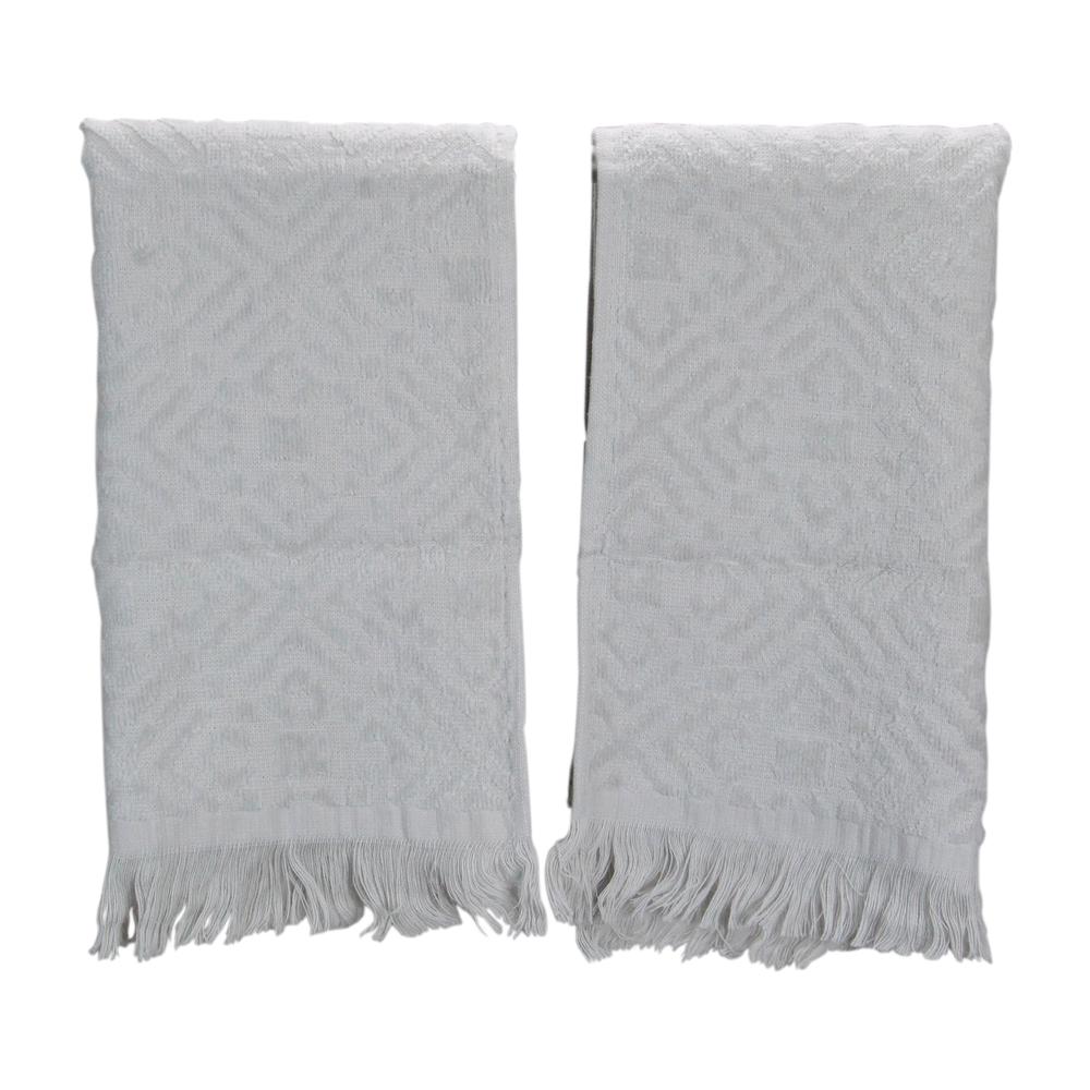 Set of 2 Gray Fringed Hand Towel Kitchen Decor - 22". Picture 1
