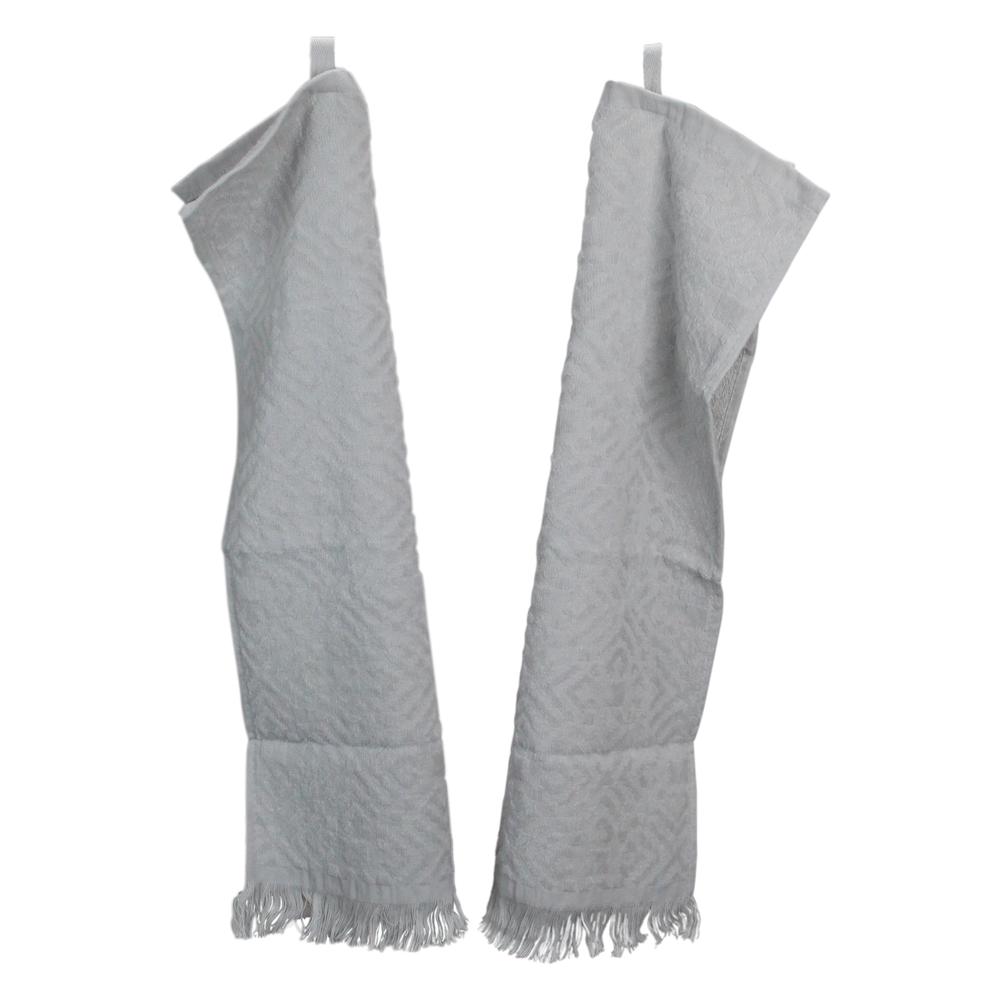 Set of 2 Gray Fringed Hand Towel Kitchen Decor - 22". Picture 2