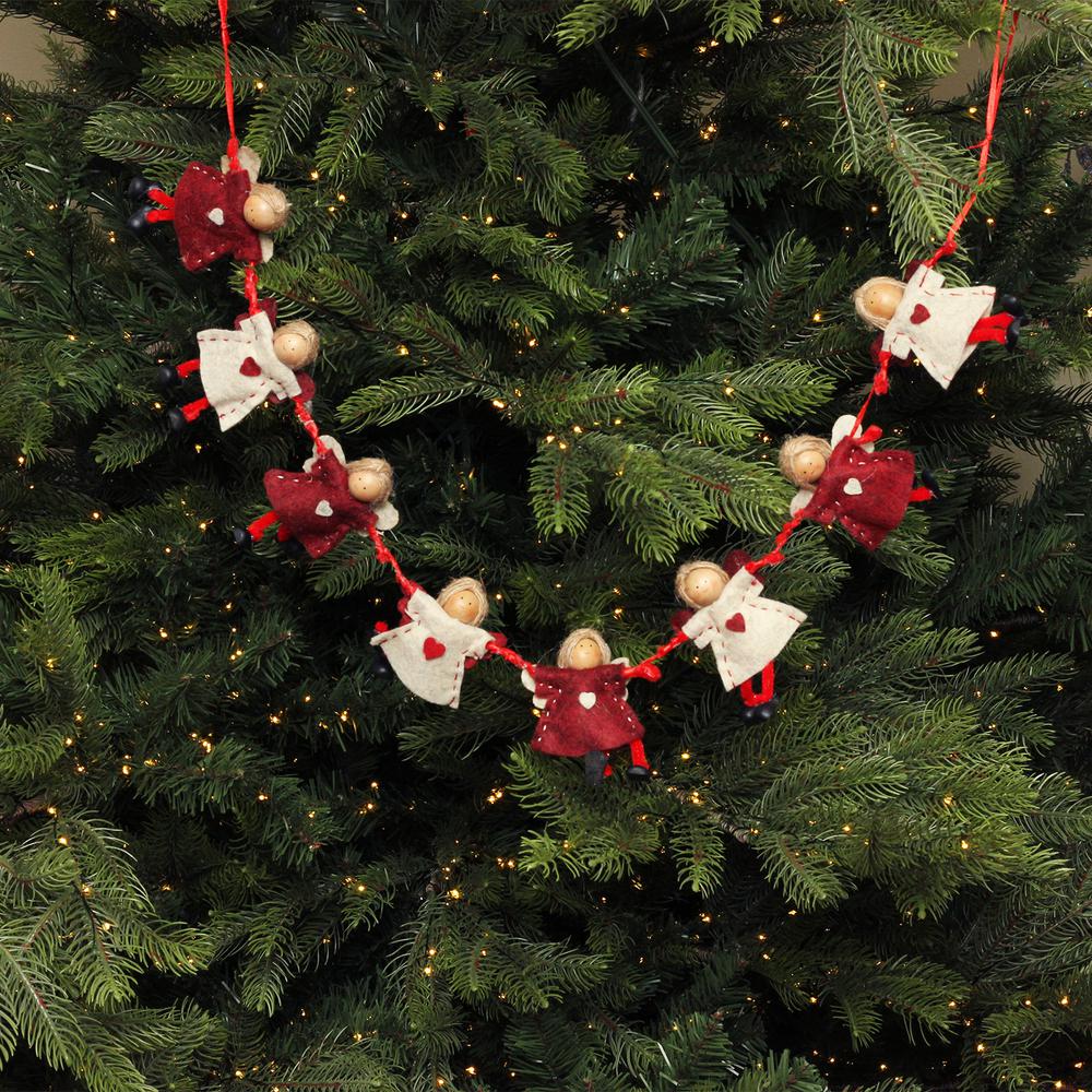 4" x 26" Red and Beige Angel Dolls Christmas Garland - Unlit. Picture 2