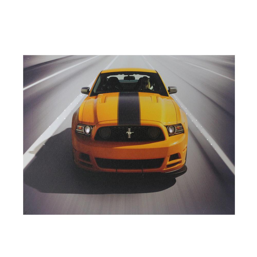 Fiber Optic and LED Lighted 2013 Ford Mustang Boss 302 Canvas Wall Art 12" x 15.75". Picture 1