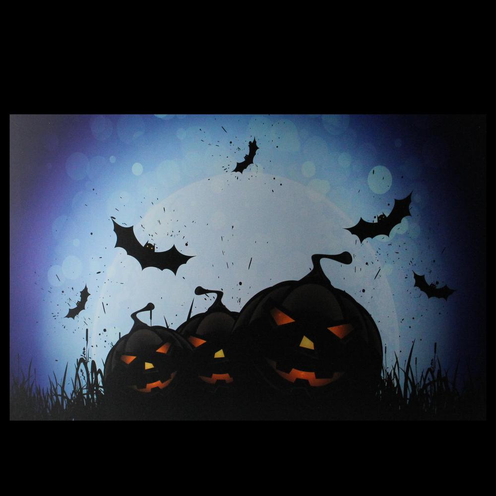 LED Lighted Jack-O-Lanterns and Bats Halloween Canvas Wall Art 23.5" x 15.5". Picture 3