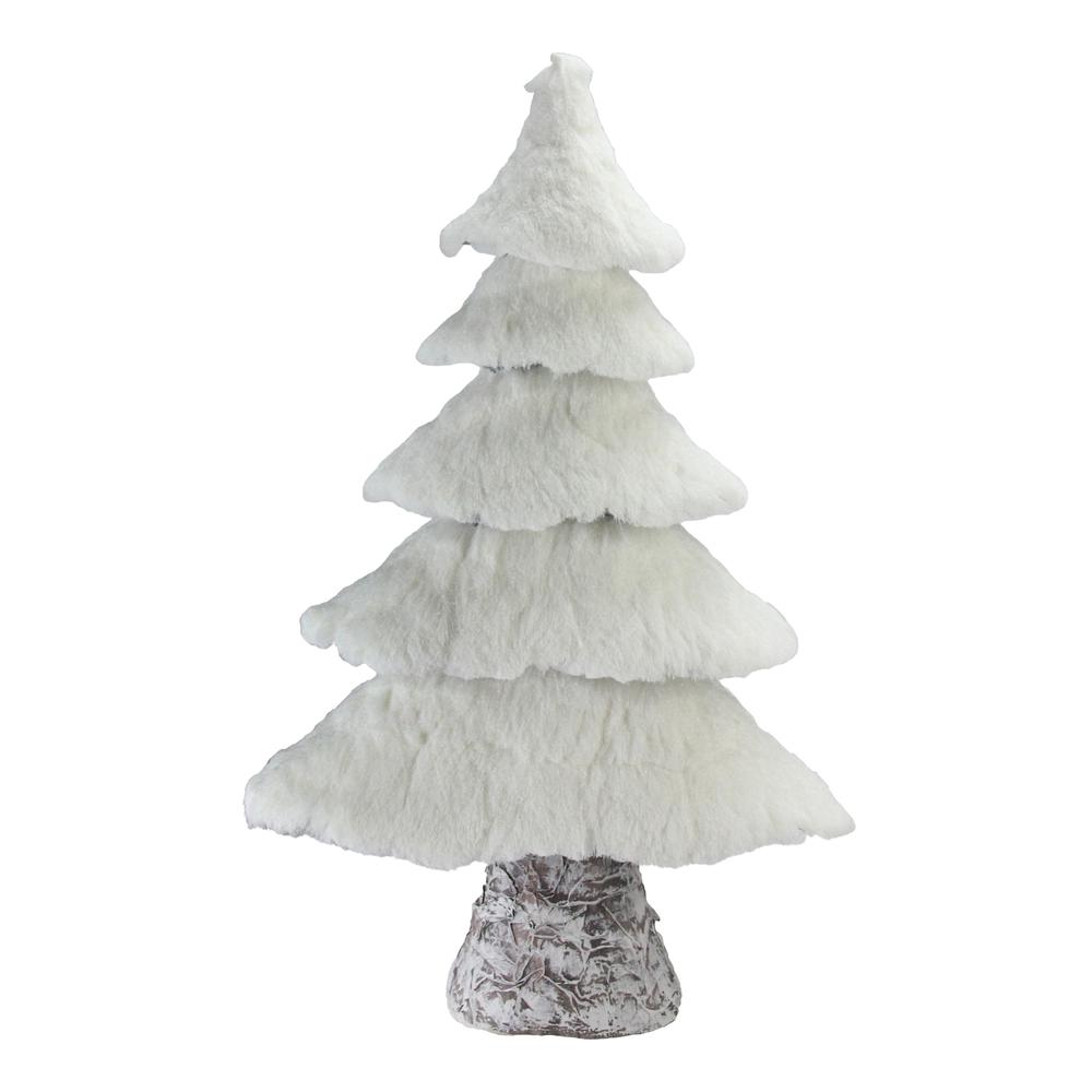 20.5" White Faux Fur Birch Tree Christmas Decoration. Picture 1