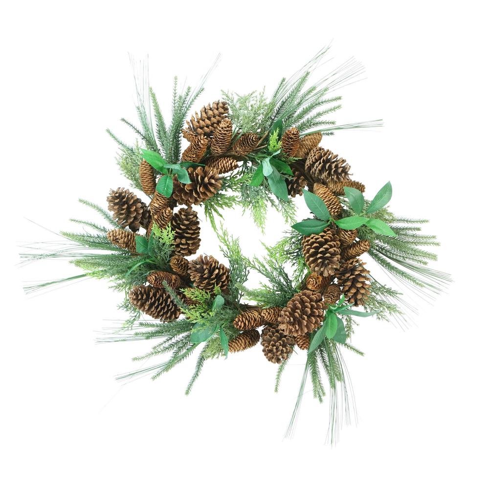 Green Foilage with Mixed Pinecones Artificial Christmas Wreath - 24-Inch  Unlit. Picture 1