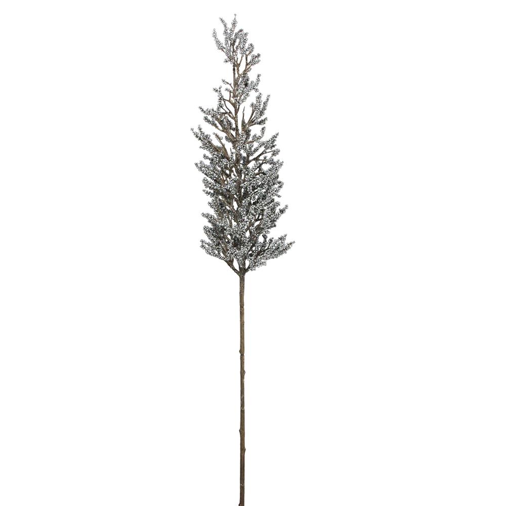 39" Brown and Silver Glittered Artificial Pine Spring Christmas Branch Spray. Picture 1