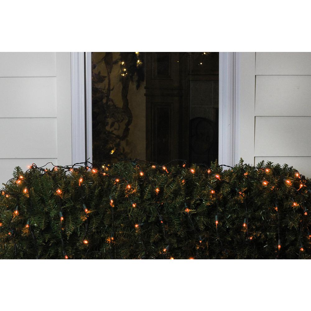 4' x 6' Orange LED Net Style Christmas Lights - Green Wire. Picture 3
