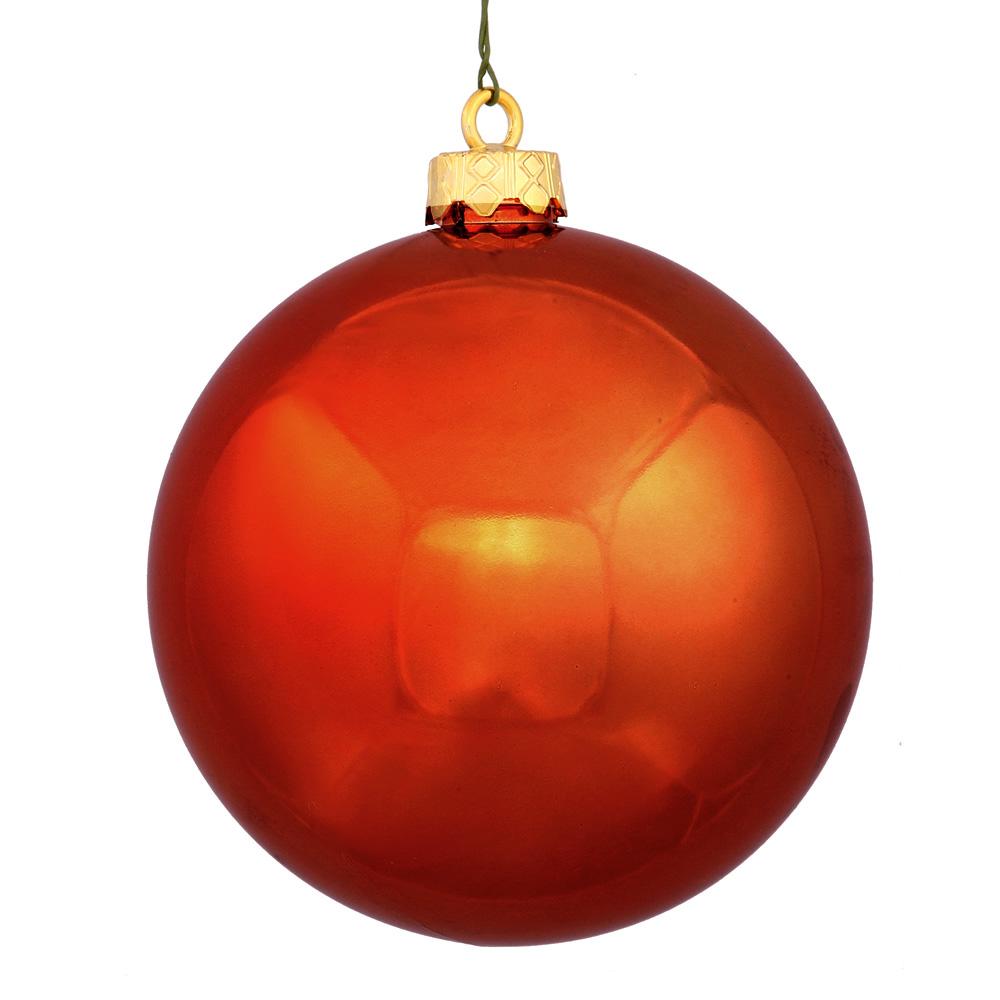 Shiny Burnt Orange Shatterproof Christmas Ball Ornament 8" (200mm). The main picture.