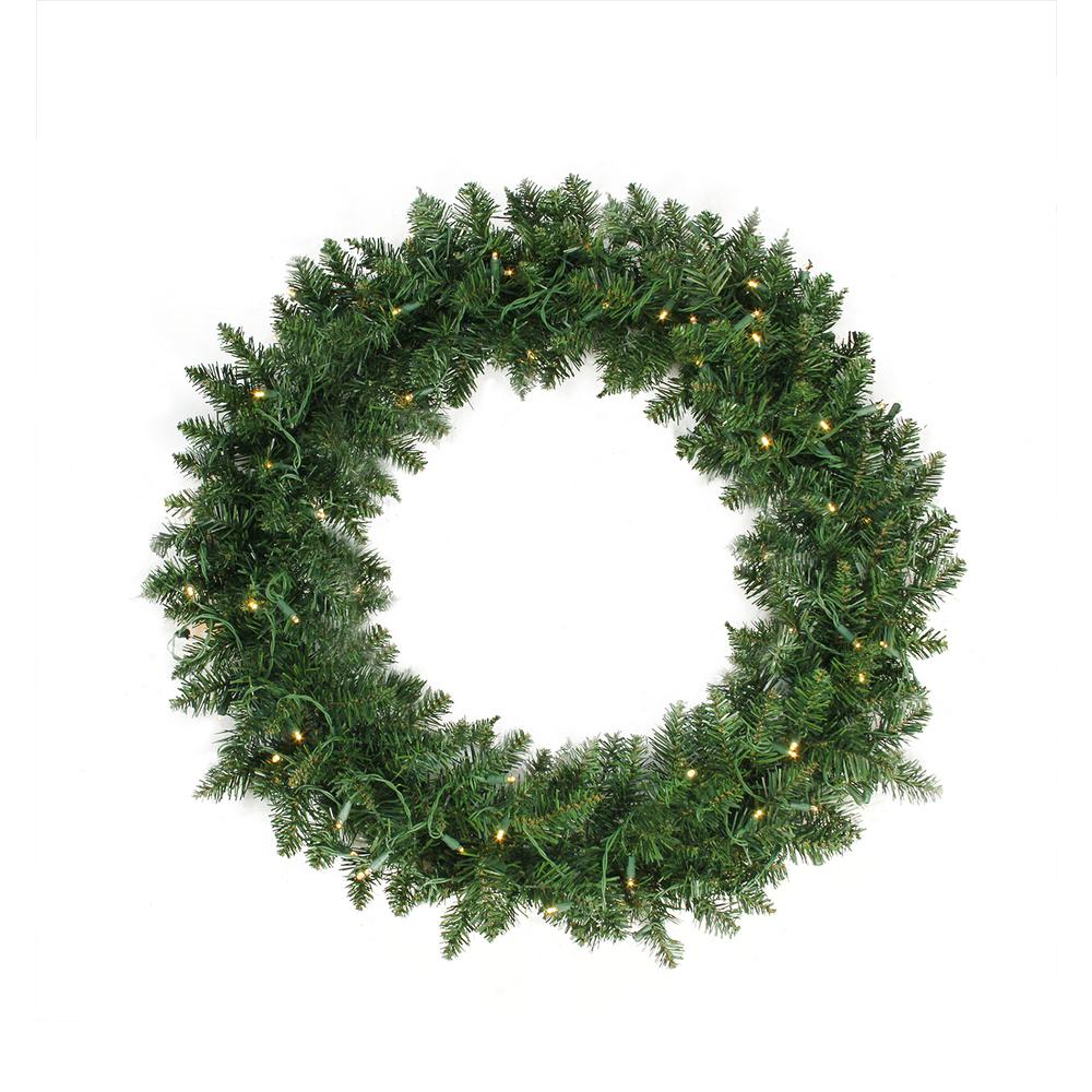Pre-Lit Buffalo Fir Artificial Christmas Wreath - 36-Inch  Warm White LED Lights. Picture 1