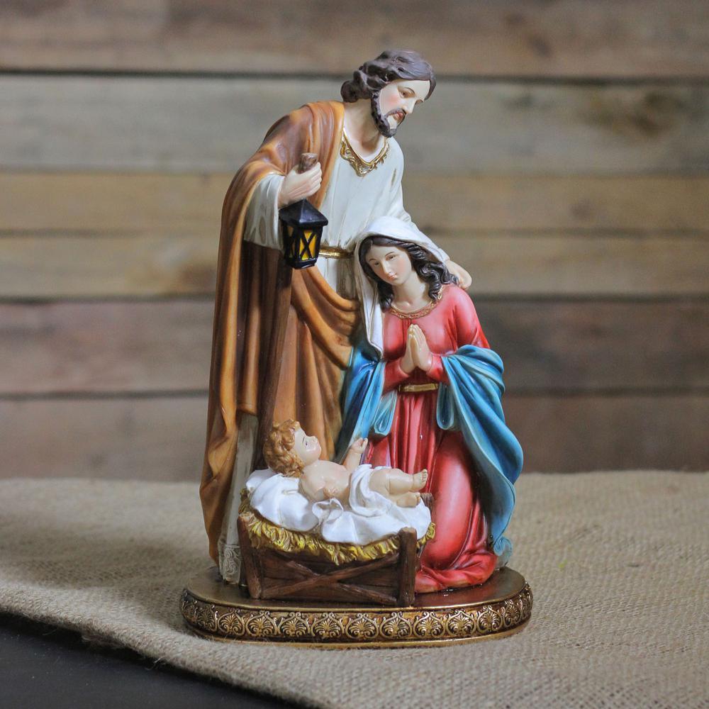 11.5" Vibrantly Colored Holy Family Christmas Nativity Tabletop Decor. Picture 4
