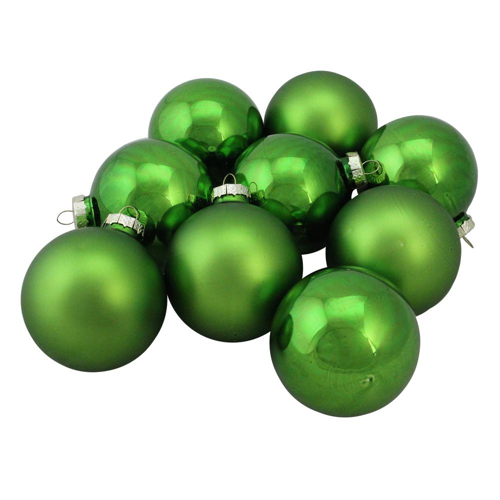 9ct Grass Green Finish Glass Christmas Ball Ornaments 2.5" (65mm). Picture 1